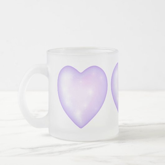 leichte lila Schneeflocke & glitzerndes Herz Mattglastasse (Links)