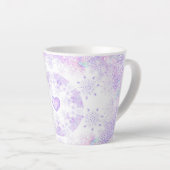 leichte lila Schneeflocke & glitzerndes Herz Milchtasse (Rechte Ecke)
