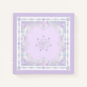 leichte lila Schneeflocke & glitzerndes Herz Notizblock (Vorderseite)