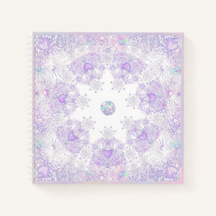 leichte lila Schneeflocke & glitzerndes Herz Notizblock