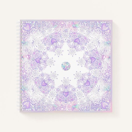 leichte lila Schneeflocke & glitzerndes Herz Notizblock (Vorderseite)