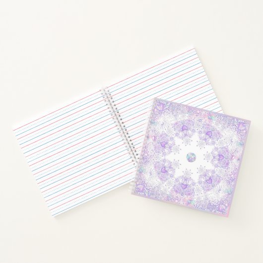 leichte lila Schneeflocke & glitzerndes Herz Notizblock (Innenseite)