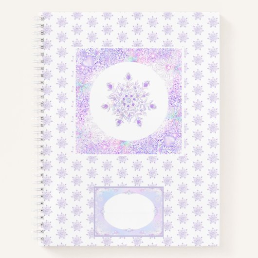leichte lila Schneeflocke & glitzerndes Herz Notizblock (Vorderseite)