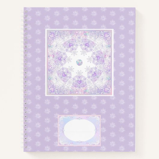 leichte lila Schneeflocke & glitzerndes Herz Notizblock (Vorderseite)
