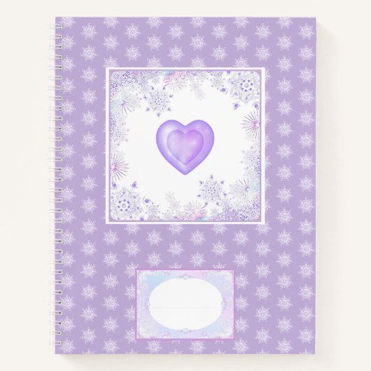 leichte lila Schneeflocke & glitzerndes Herz Notizblock (Vorderseite)