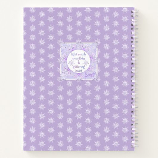 leichte lila Schneeflocke & glitzerndes Herz Notizblock (Rückseite)