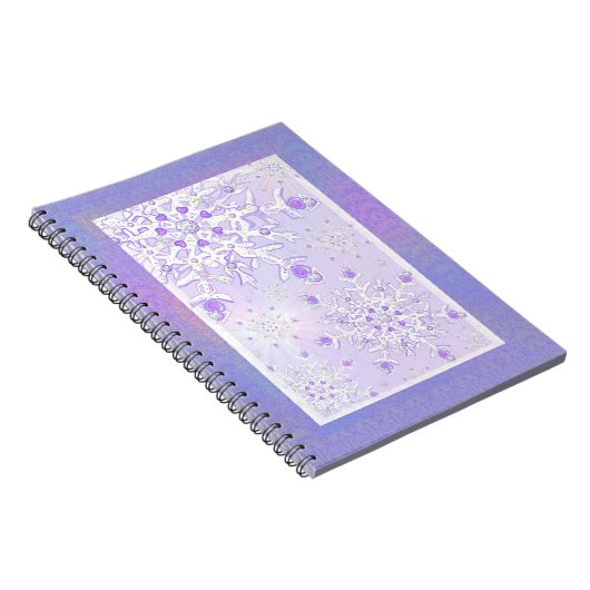 leichte lila Schneeflocke & glitzerndes Herz Notizblock (Rechte Seite)