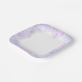 leichte lila Schneeflocke & glitzerndes Herz Pappteller (Gewinkelt)