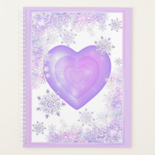 leichte lila Schneeflocke & glitzerndes Herz Planer