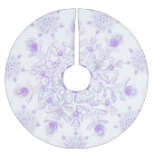 leichte lila Schneeflocke & glitzerndes Herz Polyester Weihnachtsbaumdecke (Vorderseite)