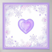 leichte lila Schneeflocke & glitzerndes Herz Poster (Vorne)
