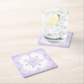 leichte lila Schneeflocke & glitzerndes Herz Rechteckiger Pappuntersetzer (Vor Ort)
