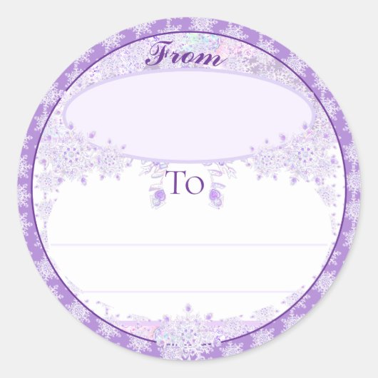 leichte lila Schneeflocke & glitzerndes Herz Runder Aufkleber (Vorderseite)