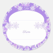 leichte lila Schneeflocke & glitzerndes Herz Runder Aufkleber (Vorderseite)