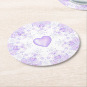 leichte lila Schneeflocke & glitzerndes Herz Runder Pappuntersetzer (Angewinkelt)