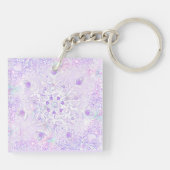 leichte lila Schneeflocke & glitzerndes Herz Schlüsselanhänger (Rückseite)