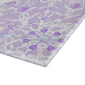 leichte lila Schneeflocke & glitzerndes Herz Schneidebrett (Ecke)
