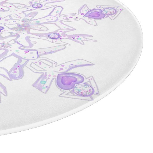 leichte lila Schneeflocke & glitzerndes Herz Schneidebrett (Ecke)