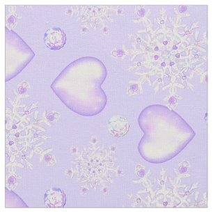 leichte lila Schneeflocke & glitzerndes Herz Stoff