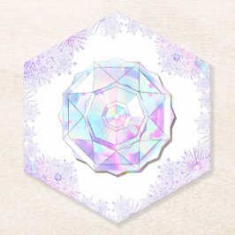 leichte lila Schneeflocke & glitzerndes Herz Untersetzer