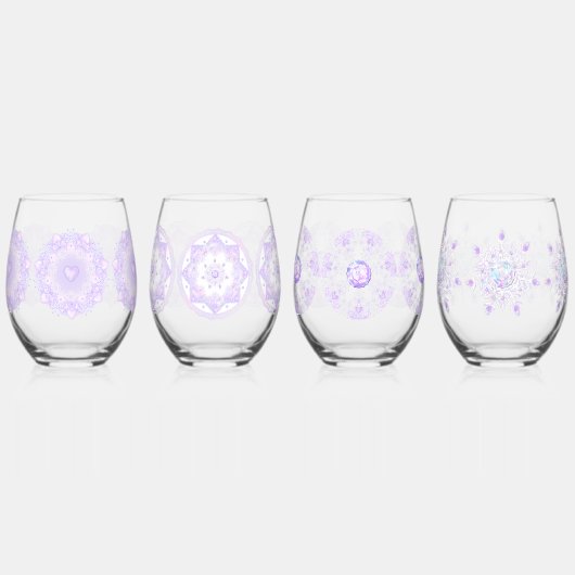 leichte lila Schneeflocke & glitzerndes Herz Weinglas Ohne Stiel (Links)