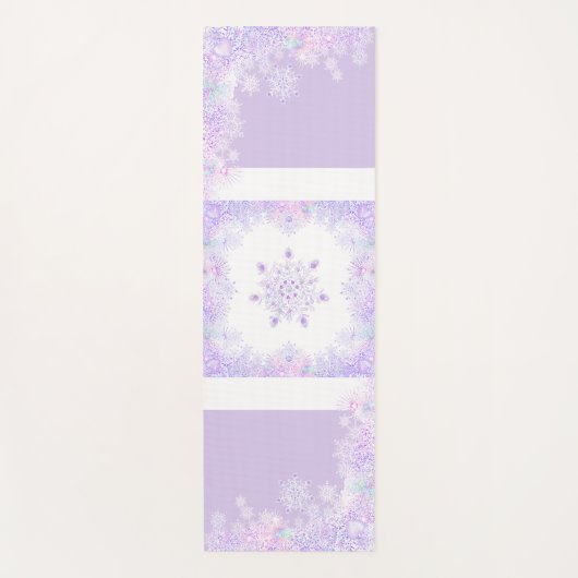 leichte lila Schneeflocke & glitzerndes Herz Yogamatte (Vorderseite)