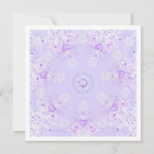 leichte lila Schneeflocke und mattiertes Herz Karte (Vorderseite)