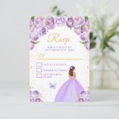 Leichte Lila und goldbraune Haardrucker RSVP Karte (Stehend Vorderseite)