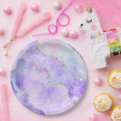 Leichte Lila und silberne Imitate Glitzer Pastell Pappteller (Party)