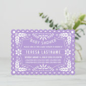 Leichte lila, weiße Papadeier-Pikadomusiendusche Einladung (Stehend Vorderseite)