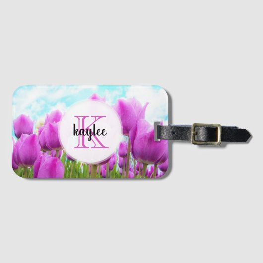Leichte Magenta Feminine Mit Monogramm Gepäckanhänger (Vorderseite (Horizontal))