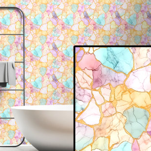 Leichte Mauve Pink Lila Aqua Gelb Goldmarmor Tapete