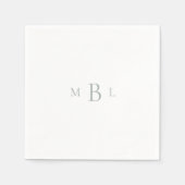 Leichte Monogram, Weißer Hochzeitscocktail Serviette (Vorderseite)