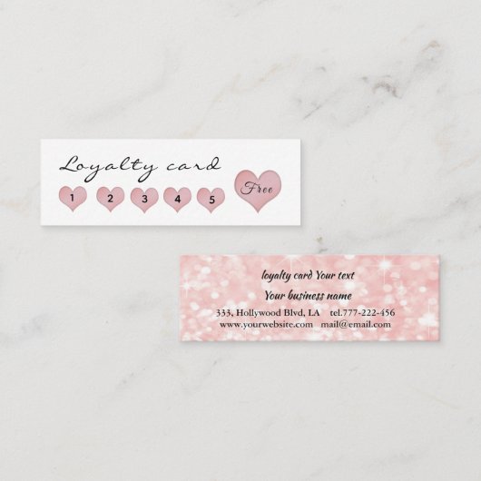 Leichte niedliche rosa Herzen Kalligraphie Bokeh G Treuekarte (Vorne/Hinten)