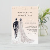 Leichte Pfirsichblütenhochzeit Einladung (Stehend Vorderseite)