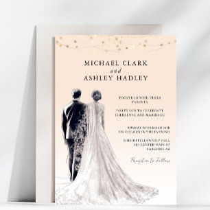 Leichte Pfirsichblütenhochzeit Einladung