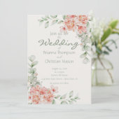 Leichte Pfirsichcreme und Blumenmagazin Einladung (Stehend Vorderseite)