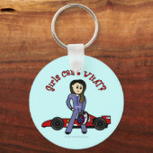 Leichte Rennwagenfahrerin Schlüsselanhänger (Vorderseite)