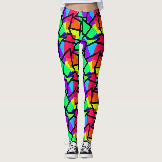 Leichte Retro Style Geometric 80er Memphis Design Leggings (Vorderseite)