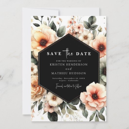 Leichte romantische Pfirsichhochzeit Save The Date (Vorderseite)