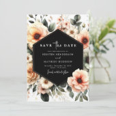 Leichte romantische Pfirsichhochzeit Save The Date (Stehend Vorderseite)