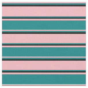 Leichte rosa, Aquamarine und schwarze Streifen Stoff