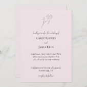 Leichte Rosa Blume Art Monogram Wedding Einladung (Vorne/Hinten)