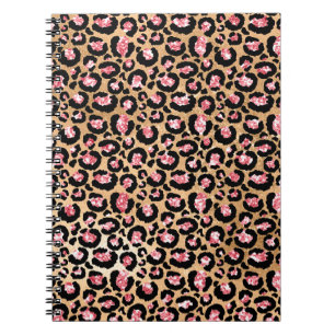 Leichte rosa Foil- & Gold-Glam Glitzer Leopard Spo Notizblock