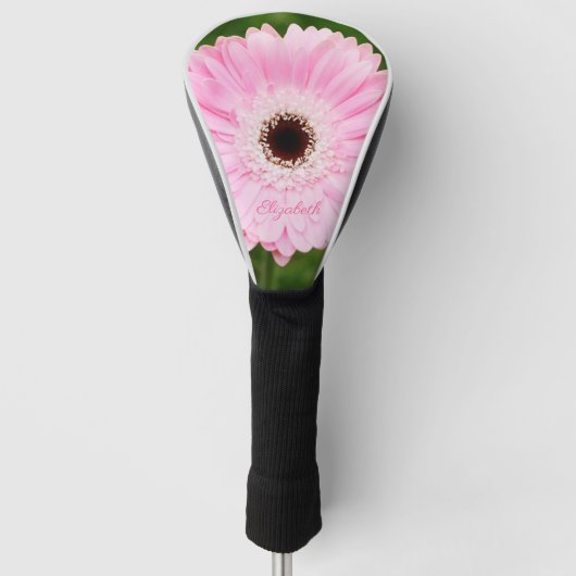 Leichte Rosa Gerbersche Daisy Floral Personalisier Golf Headcover (Vorderseite)