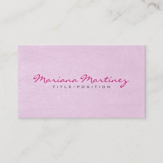 Leichte rosa Imitate Leder Aussehen Textur Visitenkarte (Vorderseite)