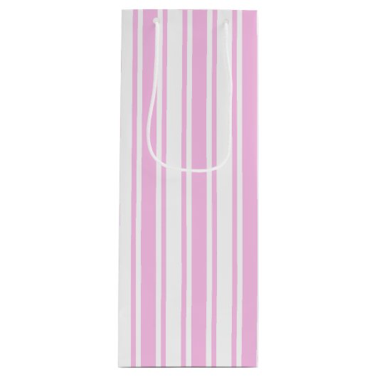 Leichte, rosa und weiße Streifen aus Süßigkeiten Geschenktüte Für Weinflaschen (Vorderseite)
