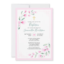 Leichte rosafarbene Blume Wasserfarben Girl Taufe