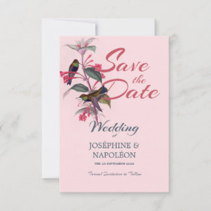 Leichte rosafarbene Hobenkunst Deko Blumen und Vög Save The Date