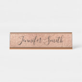 Leichte Rose Gold Imitate Forelle Textur Schreibtischnamensplakette (Vorderseite )